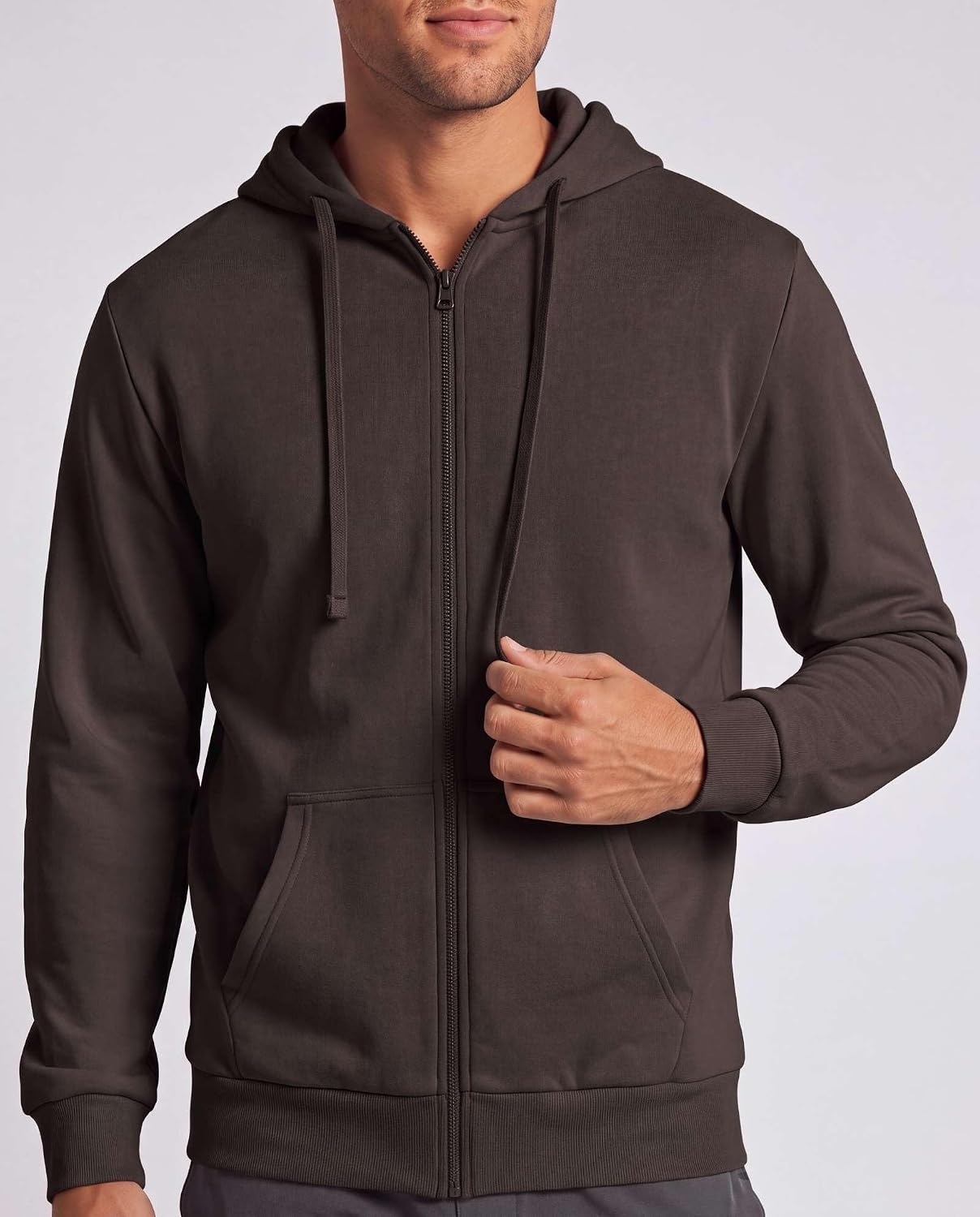 image:image3 Pack Mens Full Zip Up Hoodies Fleece Sweatshirts Jackets Workout ZipperSolid Black Solid Choc Torte Solid Moonbeam