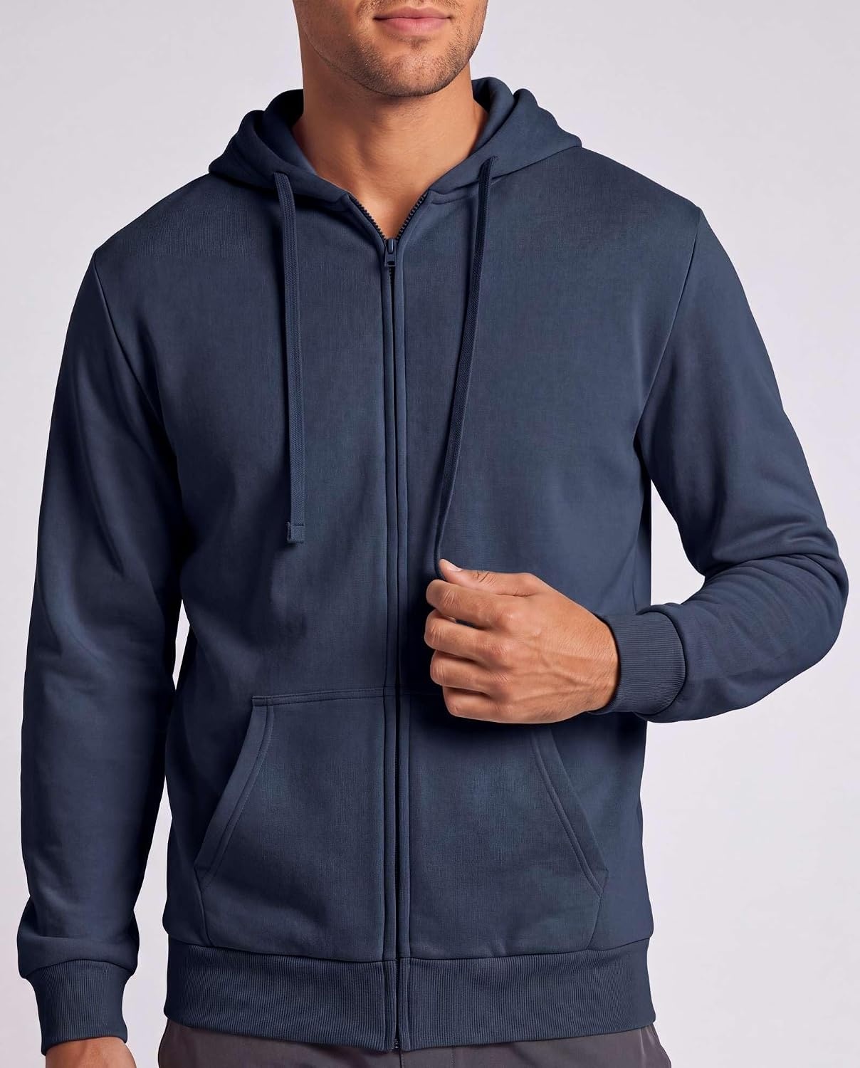 image:image3 Pack Mens Full Zip Up Hoodies Fleece Sweatshirts Jackets Workout ZipperSolid Black Solid Navy Blazer Charcoal Heather