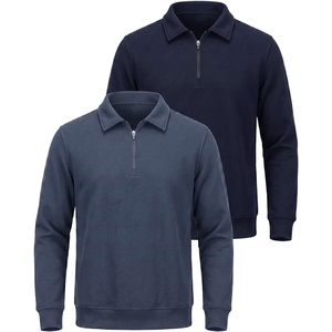 2 Pack Mens Fleece Quarter Zip Sweatshirt Sweater Collared Long Sleeve Top(Solid Navy Blazer  Solid Vintage Indigo)