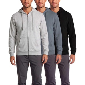 3 Pack Mens Full Zip Up Hoodies Fleece Sweatshirts Jackets Workout Zipper(Black Solid  Solid Stormy Weather  Grey Heather)