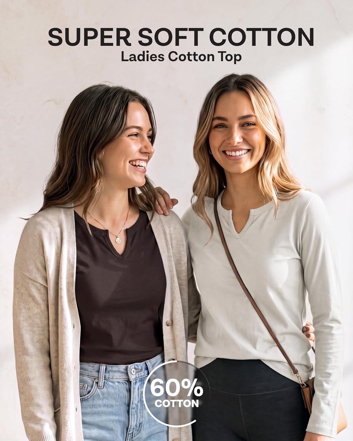 image:image3 Pack Womens Cotton Long Sleeve Tshirts Shirts Cute Tops Casual Work TeesSolid Black Solid Chocolate Torte Solid Moonbeam