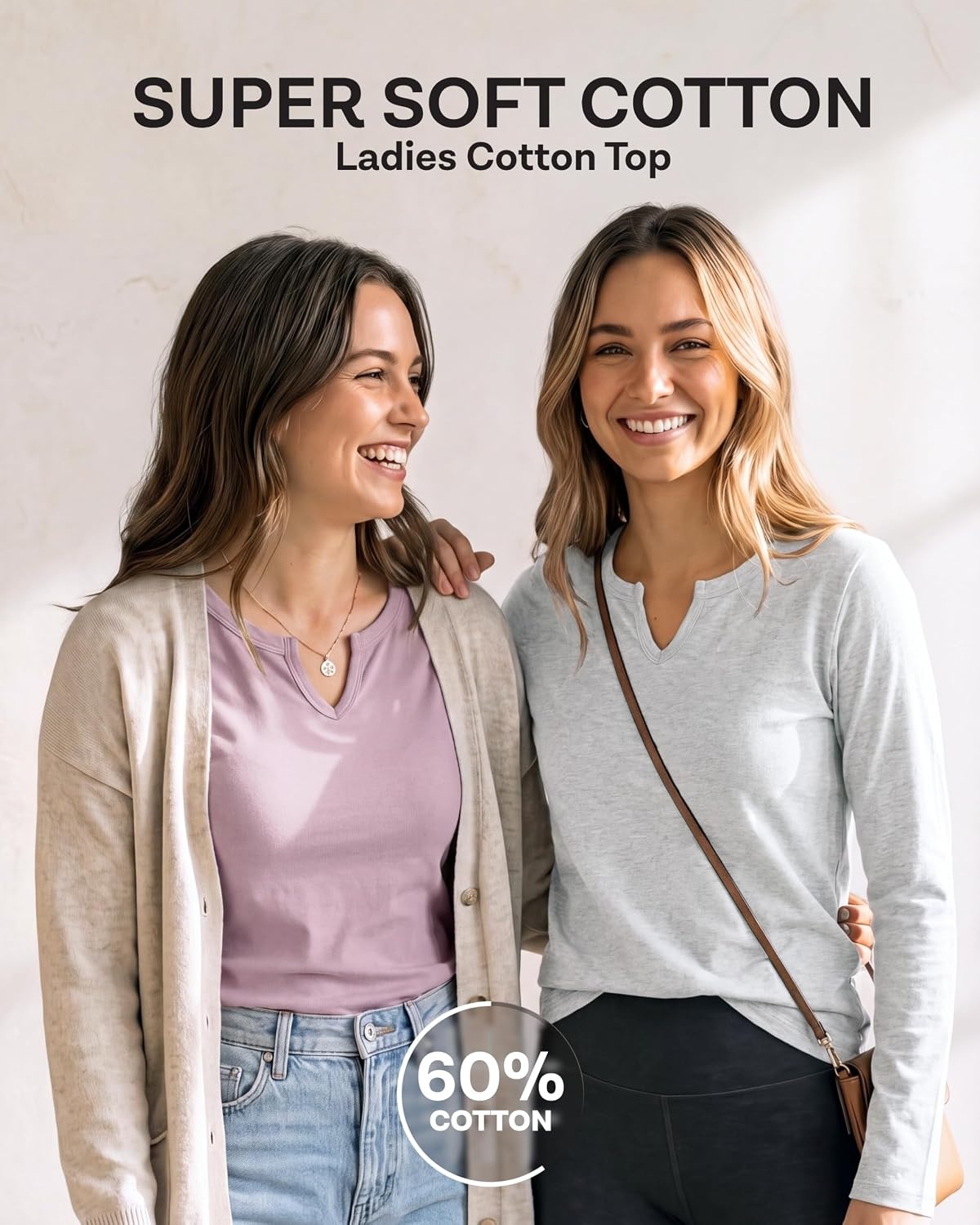 image:image3 Pack Womens Cotton Long Sleeve Tshirts Shirts Cute Tops Casual Work TeesSolid Black Solid Fragrant Lilac Grey Heather