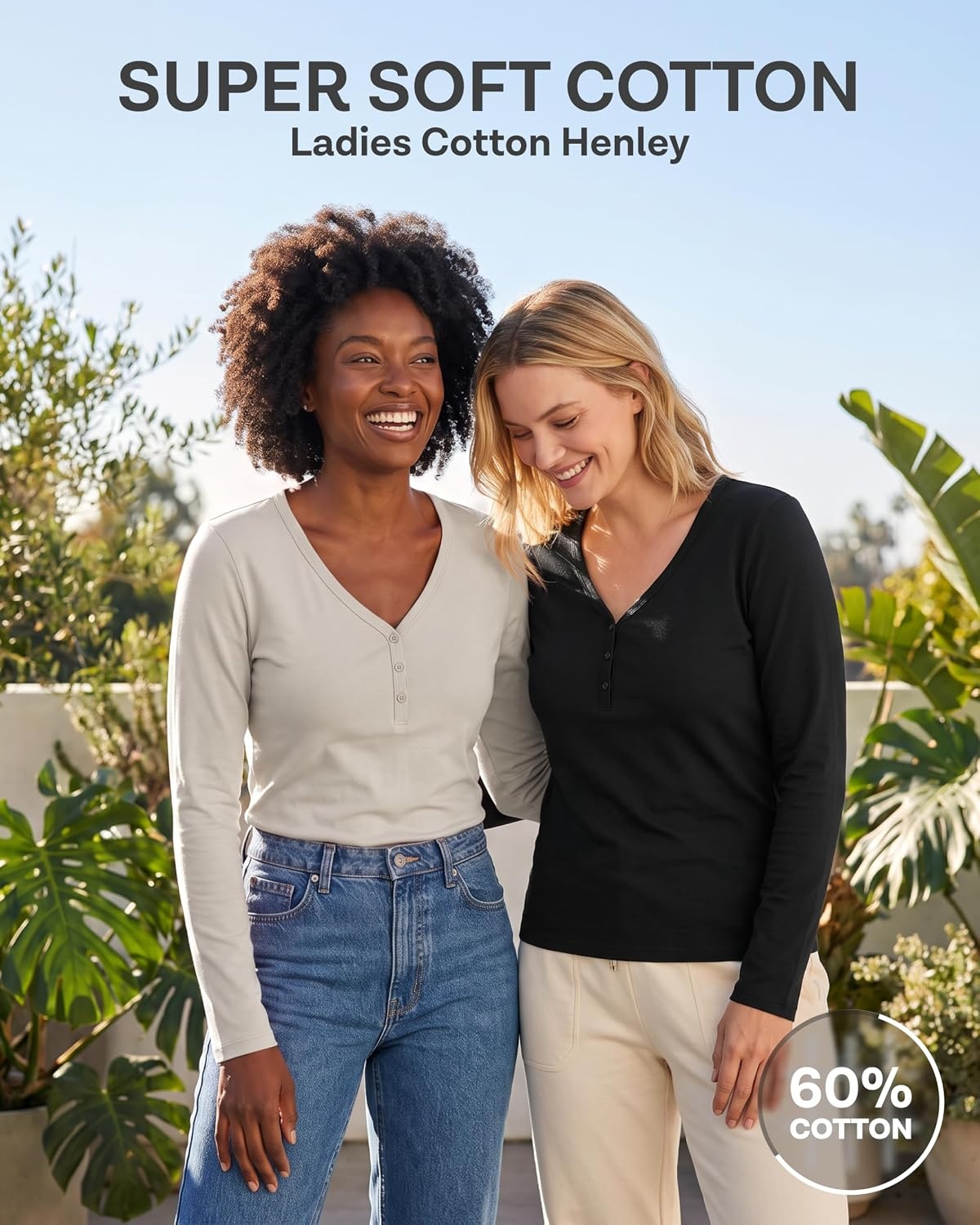 image:image3 Pack Womens Cotton V Neck Henley Shirts Long Sleeve Tops Casual Work TeesSolid Black Solid Chocolate Torte Solid Moonbeam