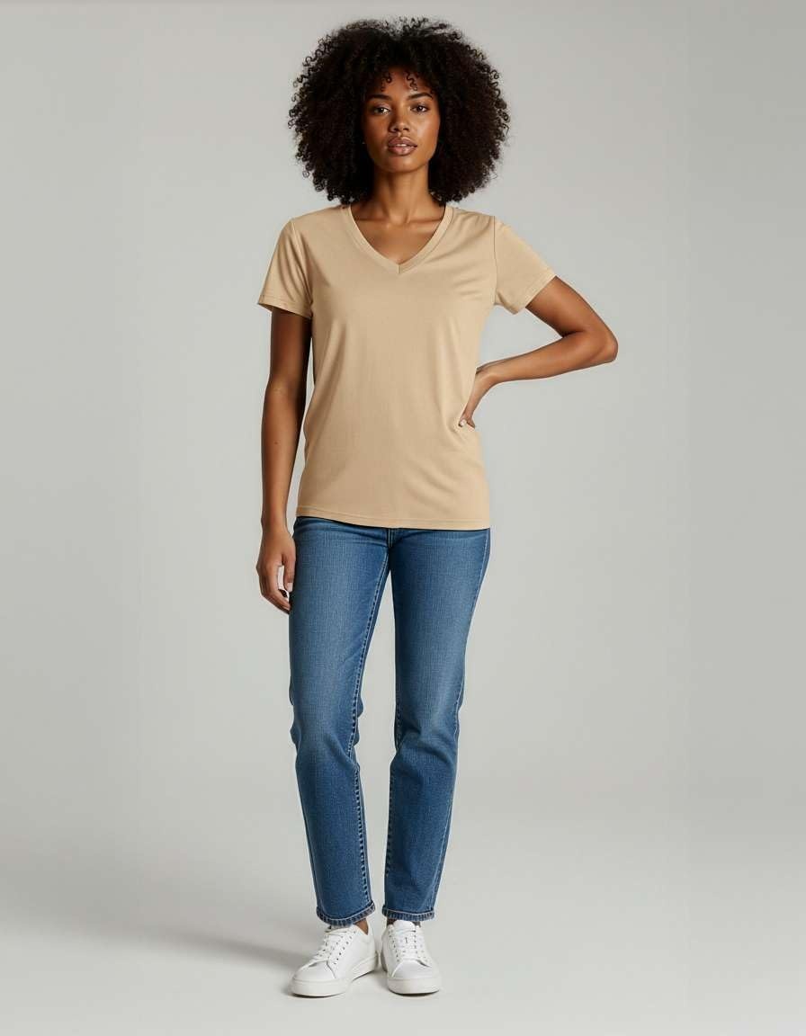 image:image4 Pack Womens Cotton Short Sleeve V Neck T Shirts Casual Tops Basic TeesSet 1