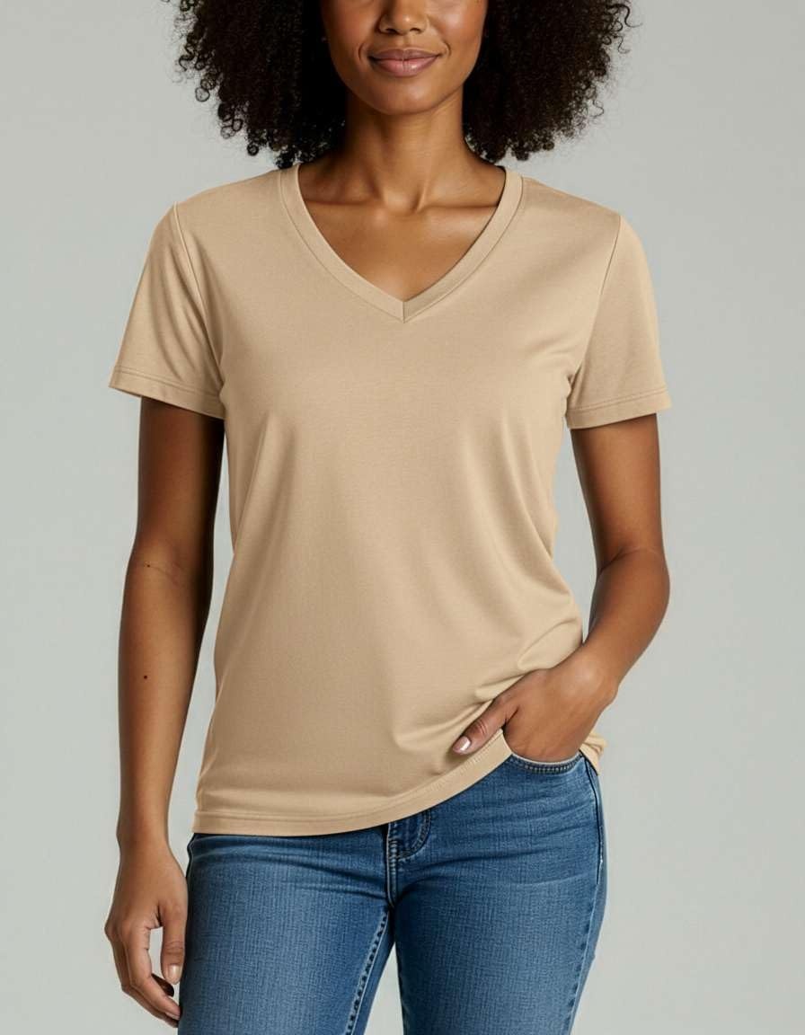 image:image4 Pack Womens Cotton Short Sleeve V Neck T Shirts Casual Tops Basic TeesSet 1