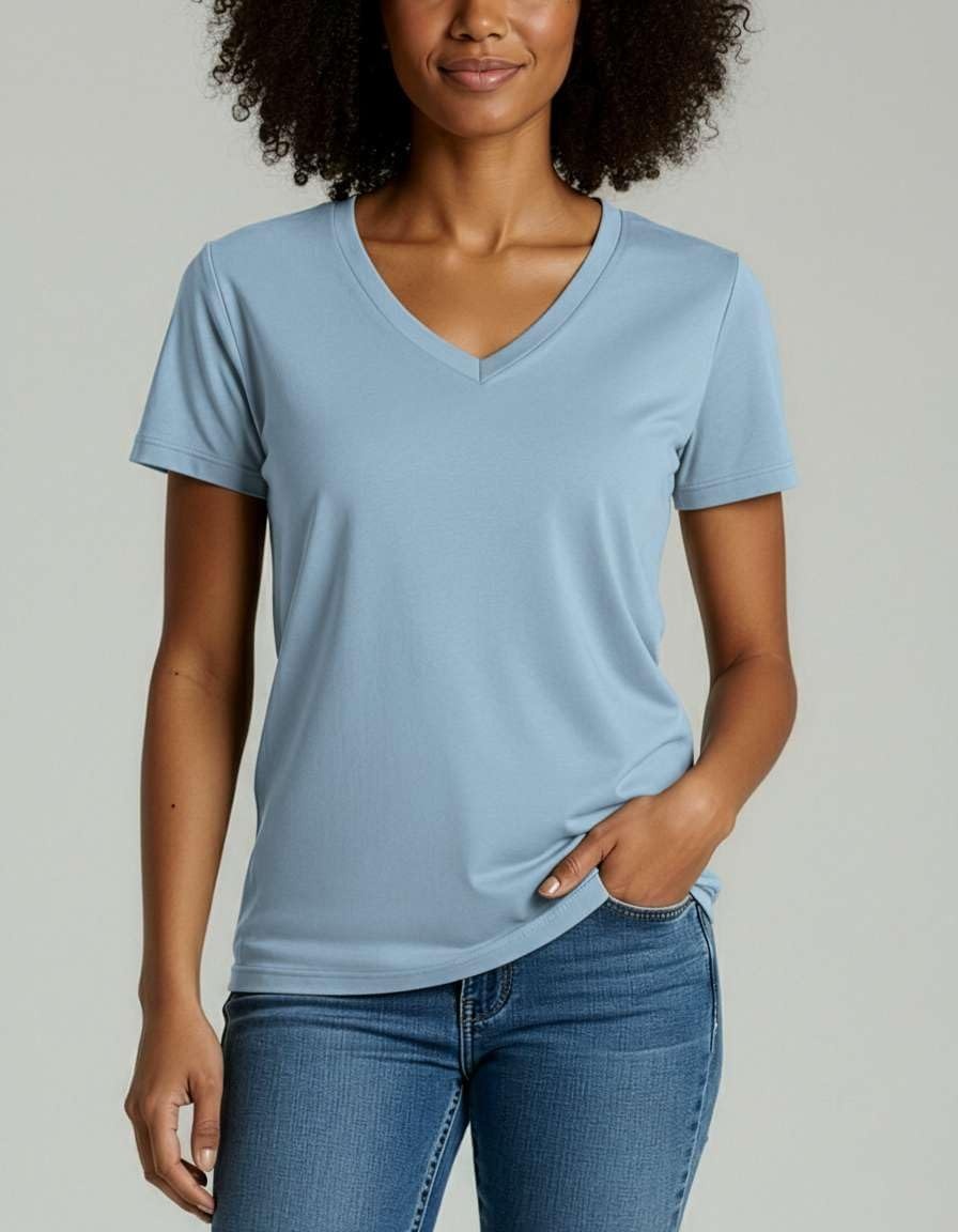 image:image4 Pack Womens Cotton Short Sleeve V Neck T Shirts Casual Tops Basic TeesSet 10