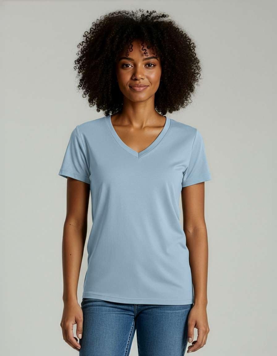 image:image4 Pack Womens Cotton Short Sleeve V Neck T Shirts Casual Tops Basic TeesSet 10
