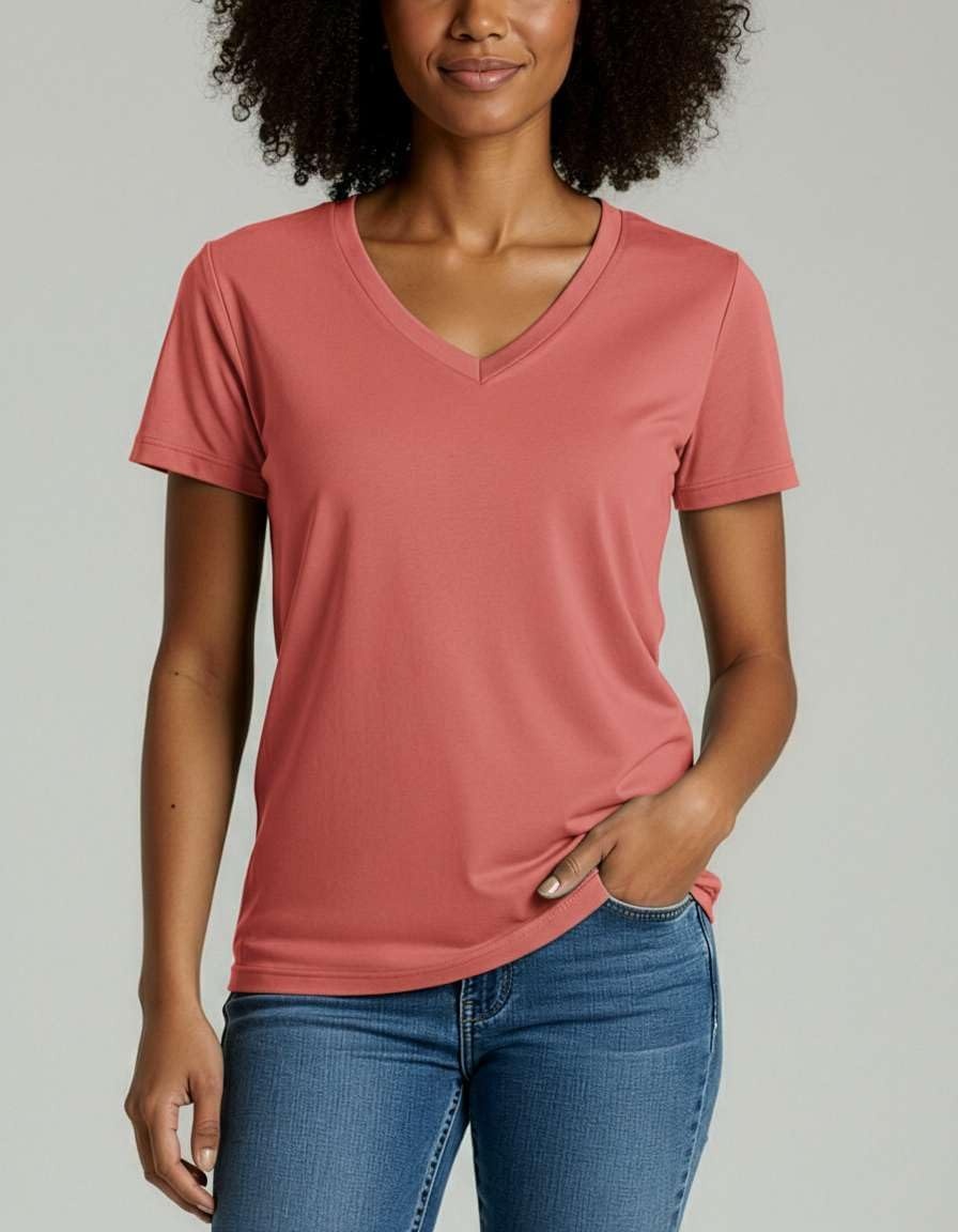 image:image4 Pack Womens Cotton Short Sleeve V Neck T Shirts Casual Tops Basic TeesSet 11