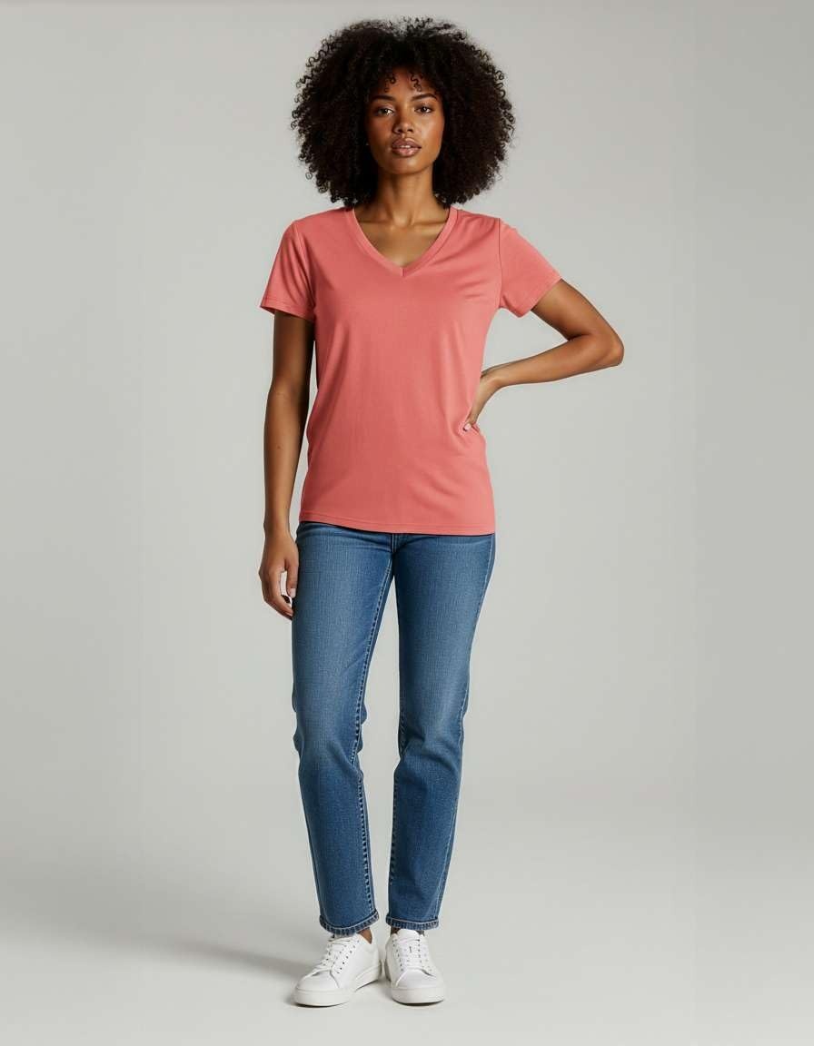 image:image4 Pack Womens Cotton Short Sleeve V Neck T Shirts Casual Tops Basic TeesSet 11