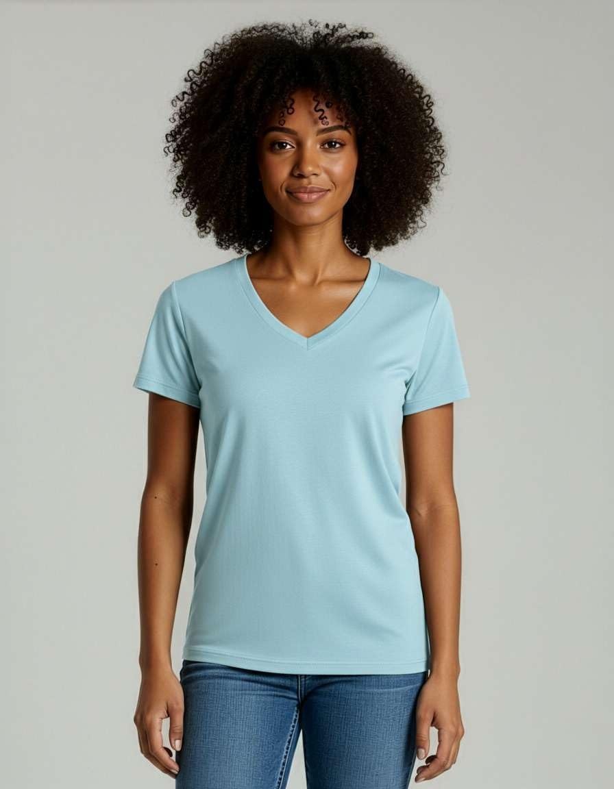 image:image4 Pack Womens Cotton Short Sleeve V Neck T Shirts Casual Tops Basic TeesSet 12