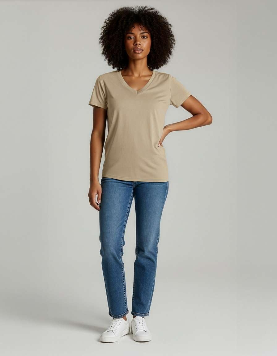 image:image4 Pack Womens Cotton Short Sleeve V Neck T Shirts Casual Tops Basic TeesSet 13