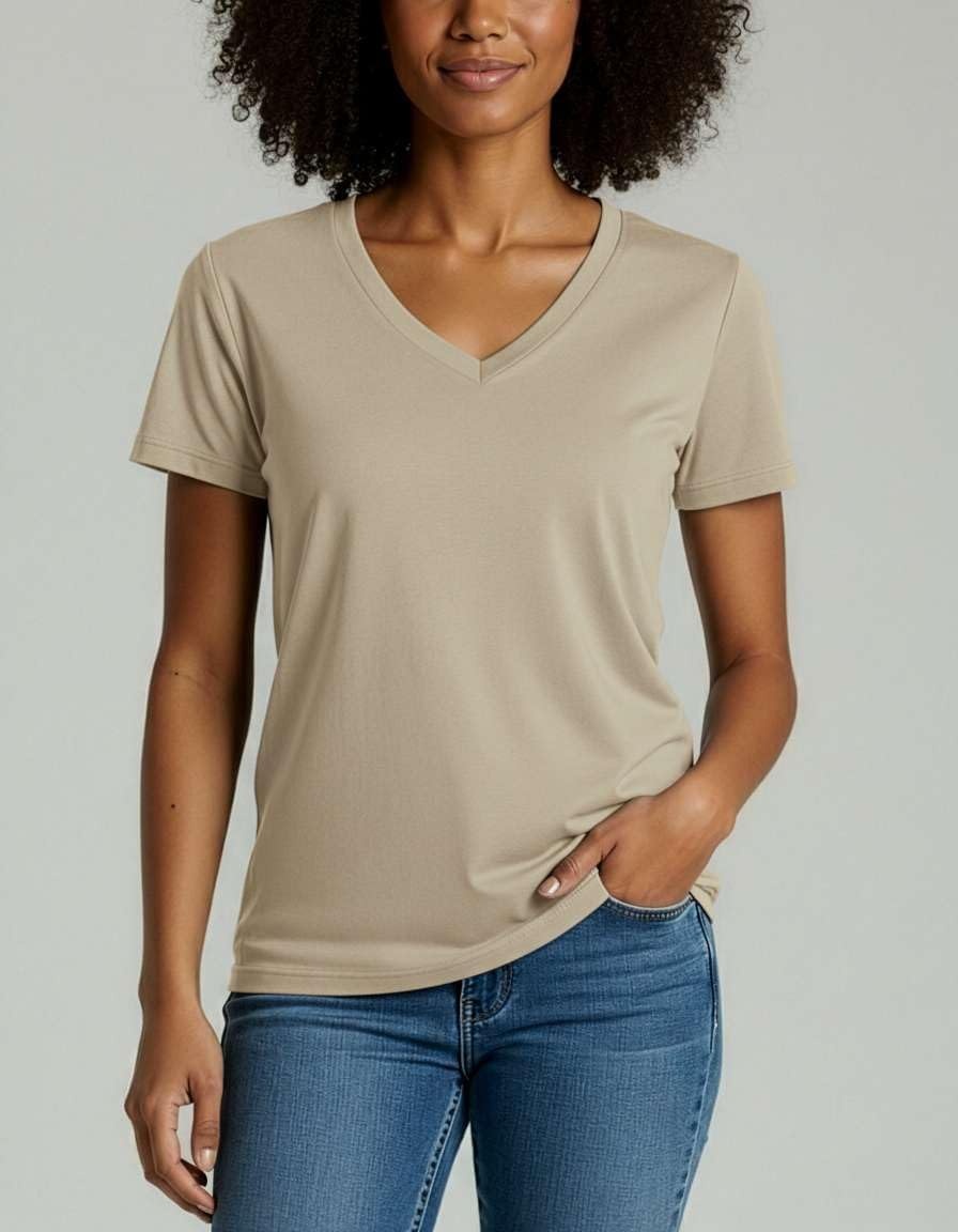 image:image4 Pack Womens Cotton Short Sleeve V Neck T Shirts Casual Tops Basic TeesSet 13