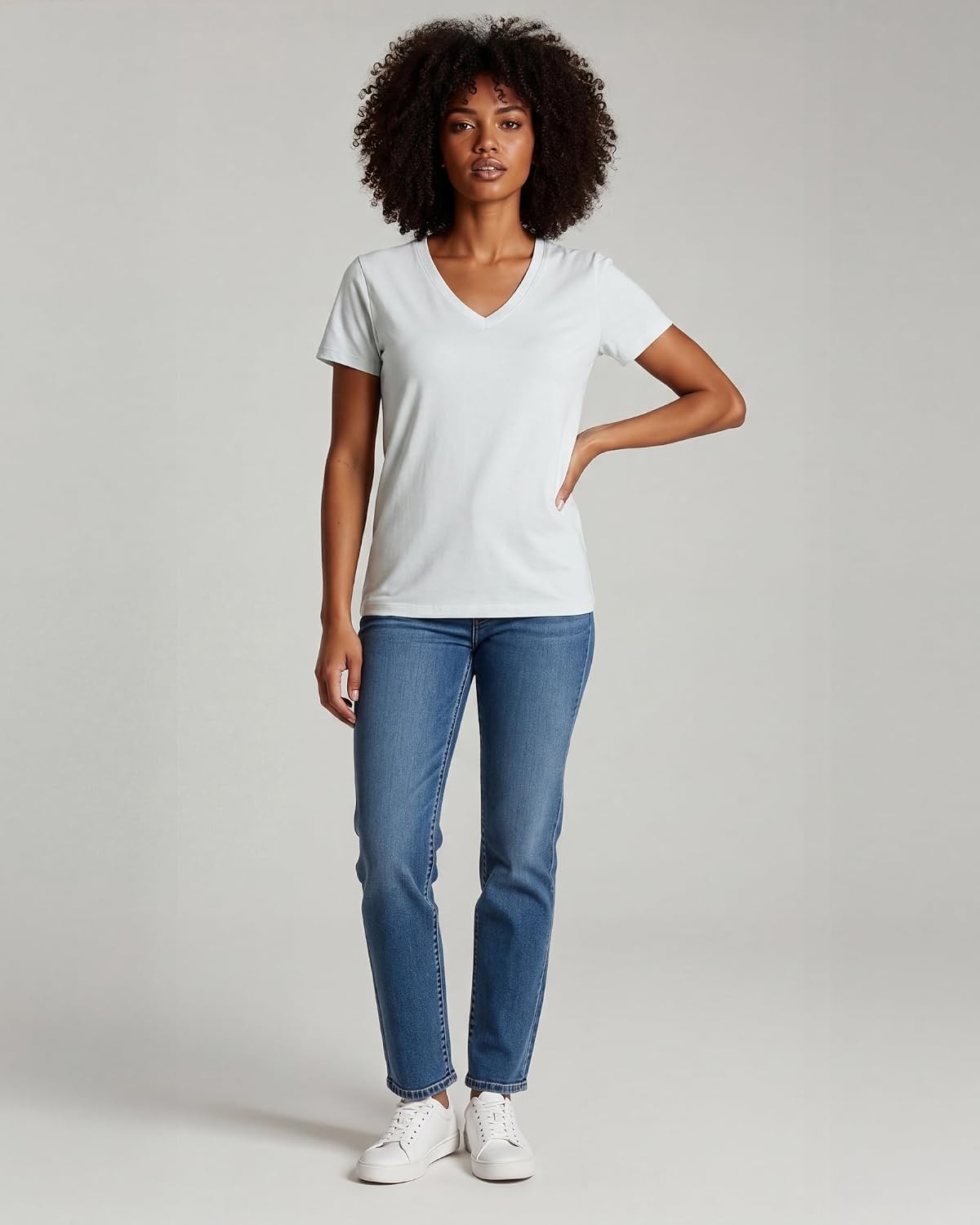 image:image4 Pack Womens Cotton Short Sleeve V Neck T Shirts Casual Tops Basic TeesSet 15