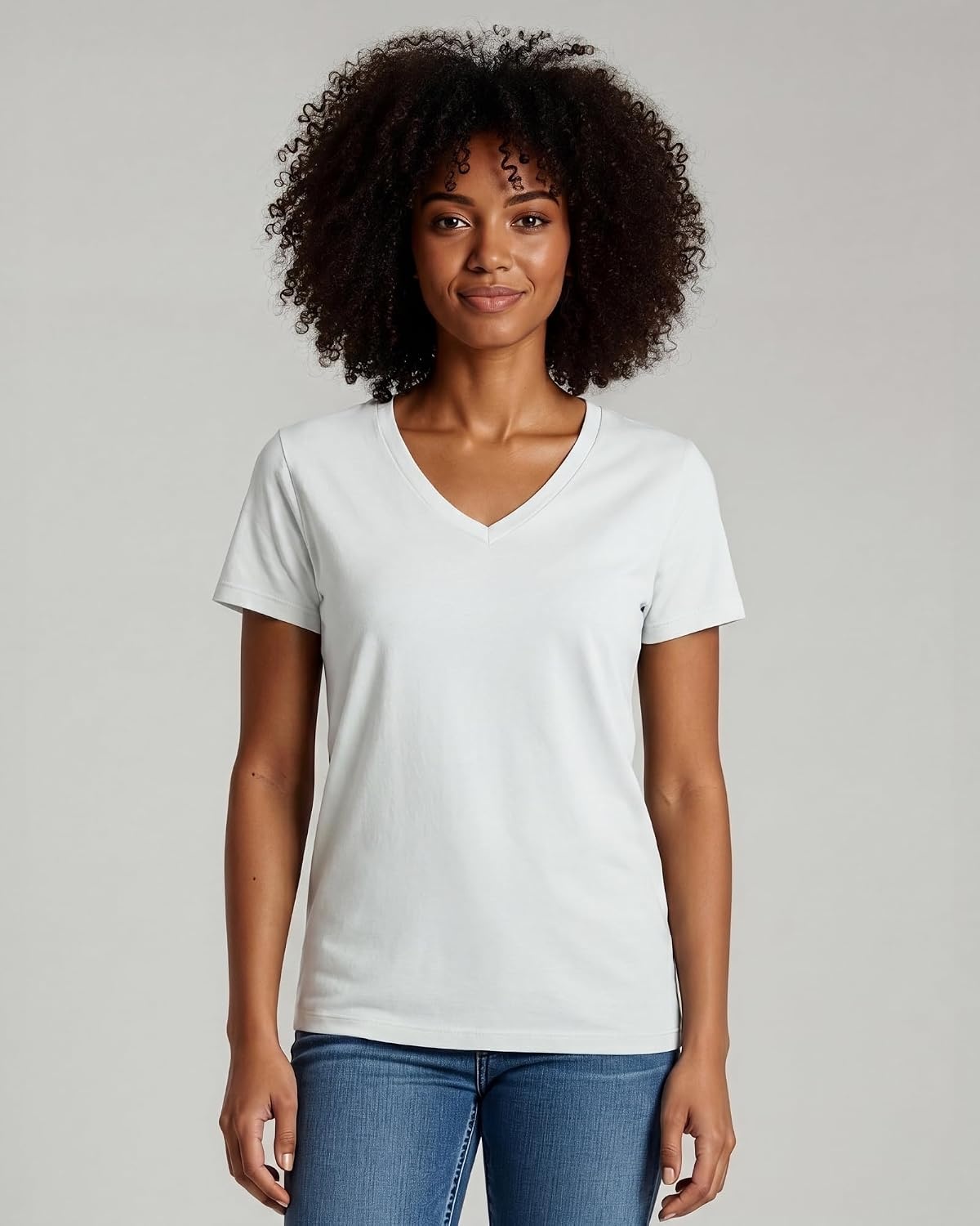 image:image4 Pack Womens Cotton Short Sleeve V Neck T Shirts Casual Tops Basic TeesSet 15