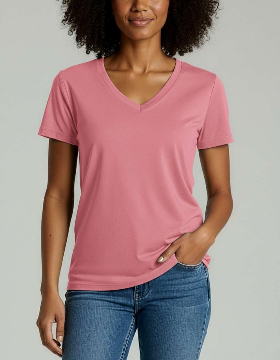 image:image4 Pack Womens Cotton Short Sleeve V Neck T Shirts Casual Tops Basic TeesSet 2