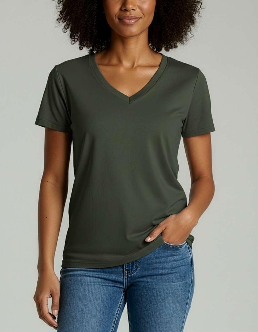 image:image4 Pack Womens Cotton Short Sleeve V Neck T Shirts Casual Tops Basic TeesSet 3
