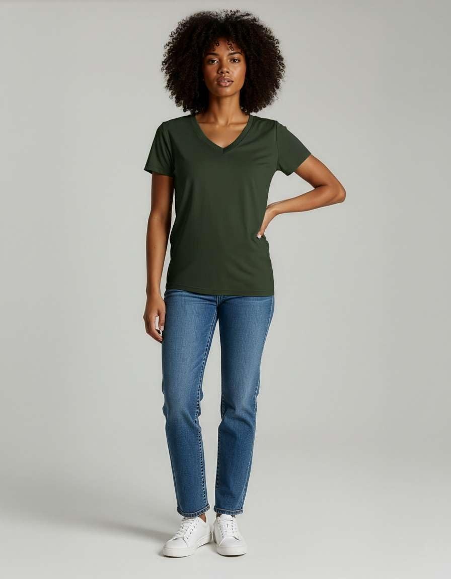 image:image4 Pack Womens Cotton Short Sleeve V Neck T Shirts Casual Tops Basic TeesSet 3