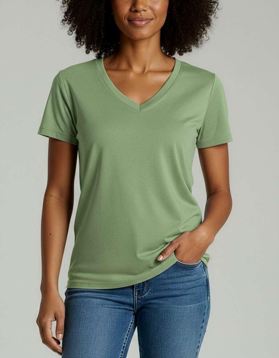 image:image4 Pack Womens Cotton Short Sleeve V Neck T Shirts Casual Tops Basic TeesSet 4