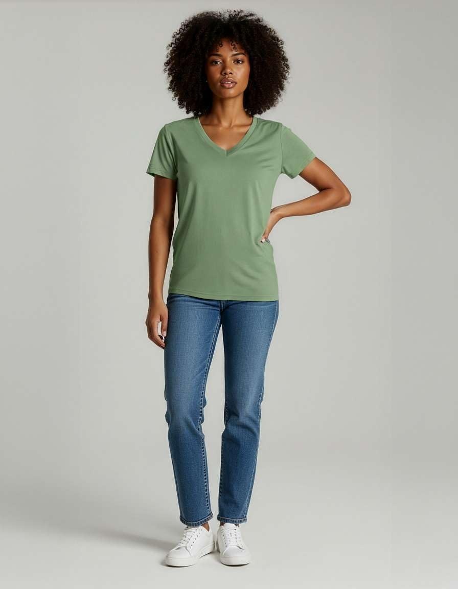 image:image4 Pack Womens Cotton Short Sleeve V Neck T Shirts Casual Tops Basic TeesSet 4