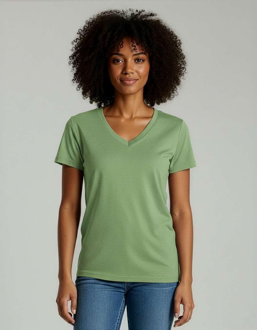 image:image4 Pack Womens Cotton Short Sleeve V Neck T Shirts Casual Tops Basic TeesSet 4