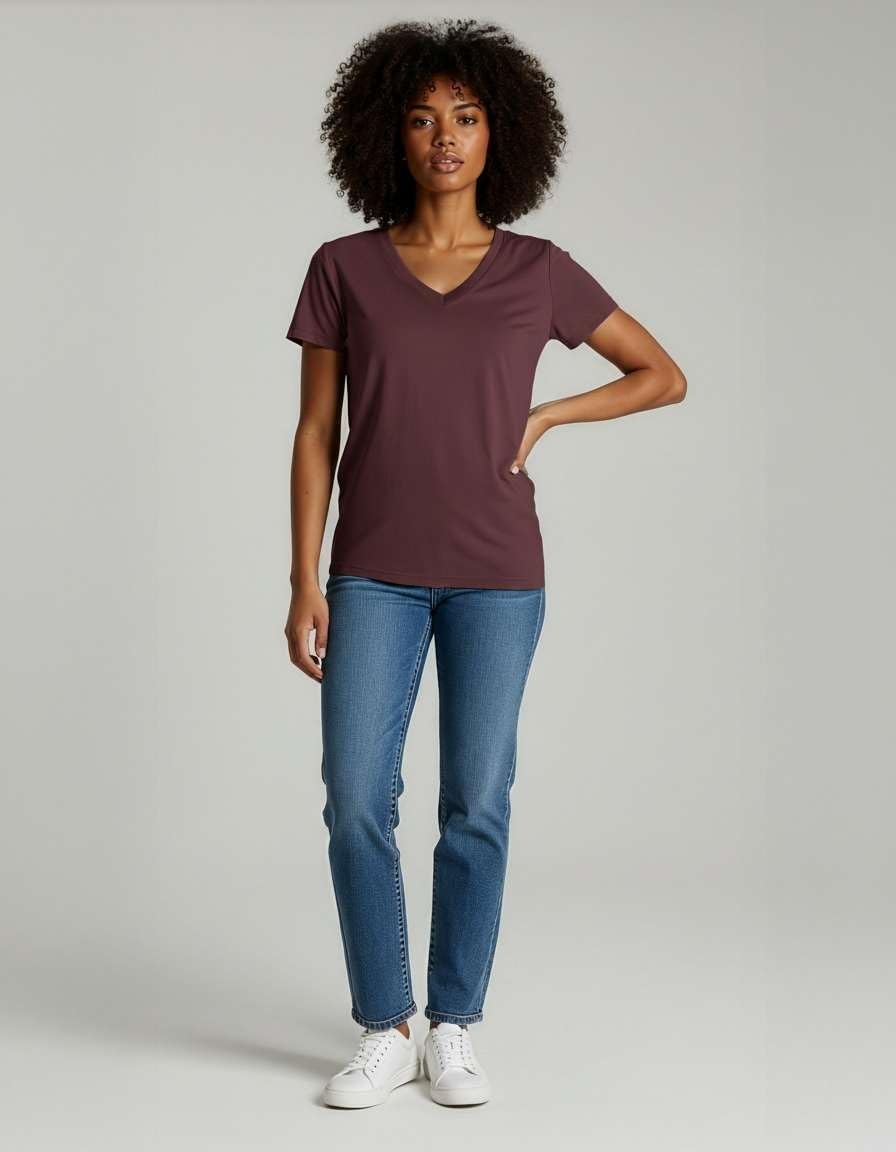 image:image4 Pack Womens Cotton Short Sleeve V Neck T Shirts Casual Tops Basic TeesSet 5
