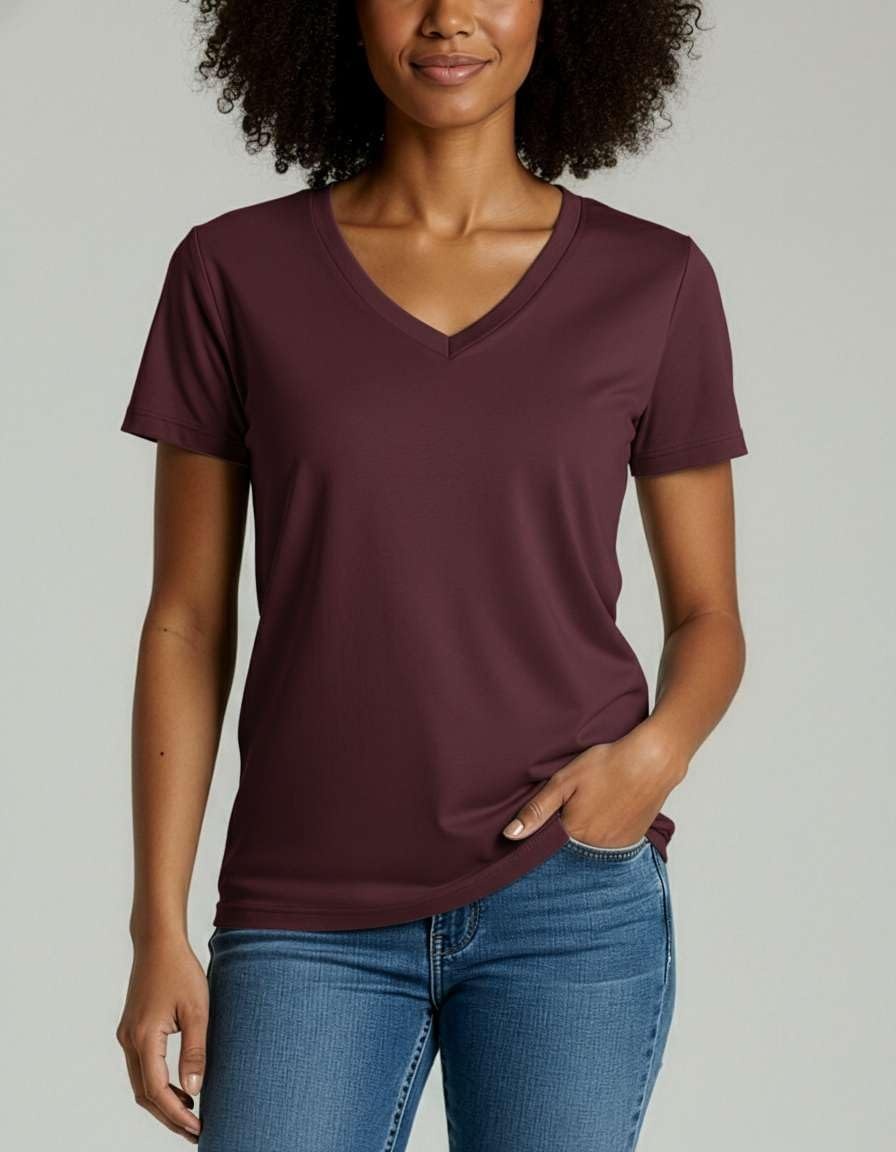 image:image4 Pack Womens Cotton Short Sleeve V Neck T Shirts Casual Tops Basic TeesSet 5