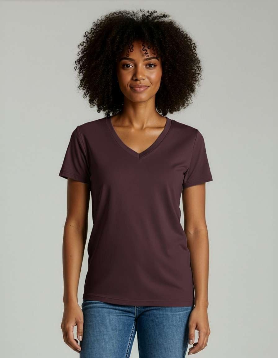 image:image4 Pack Womens Cotton Short Sleeve V Neck T Shirts Casual Tops Basic TeesSet 5