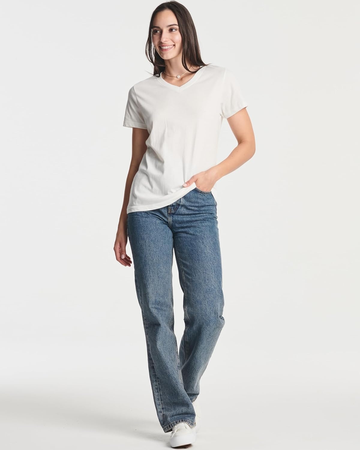 image:image4 Pack Womens Cotton Short Sleeve V Neck T Shirts Casual Tops Basic TeesSet 6