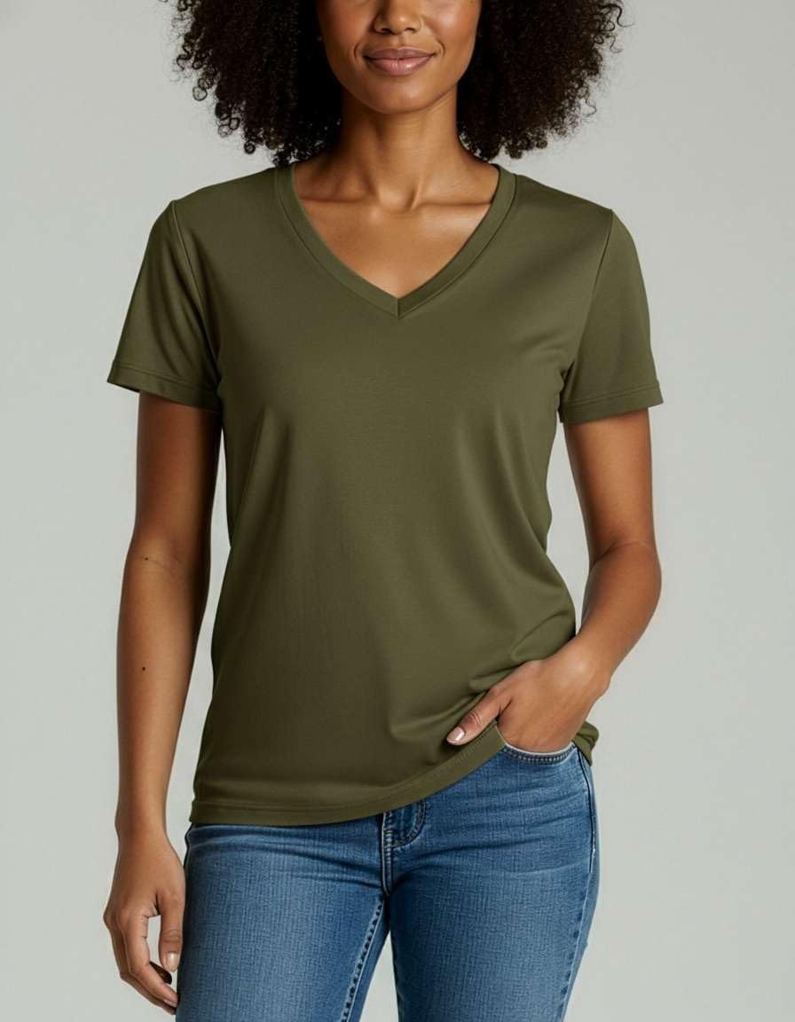 image:image4 Pack Womens Cotton Short Sleeve V Neck T Shirts Casual Tops Basic TeesSet 6