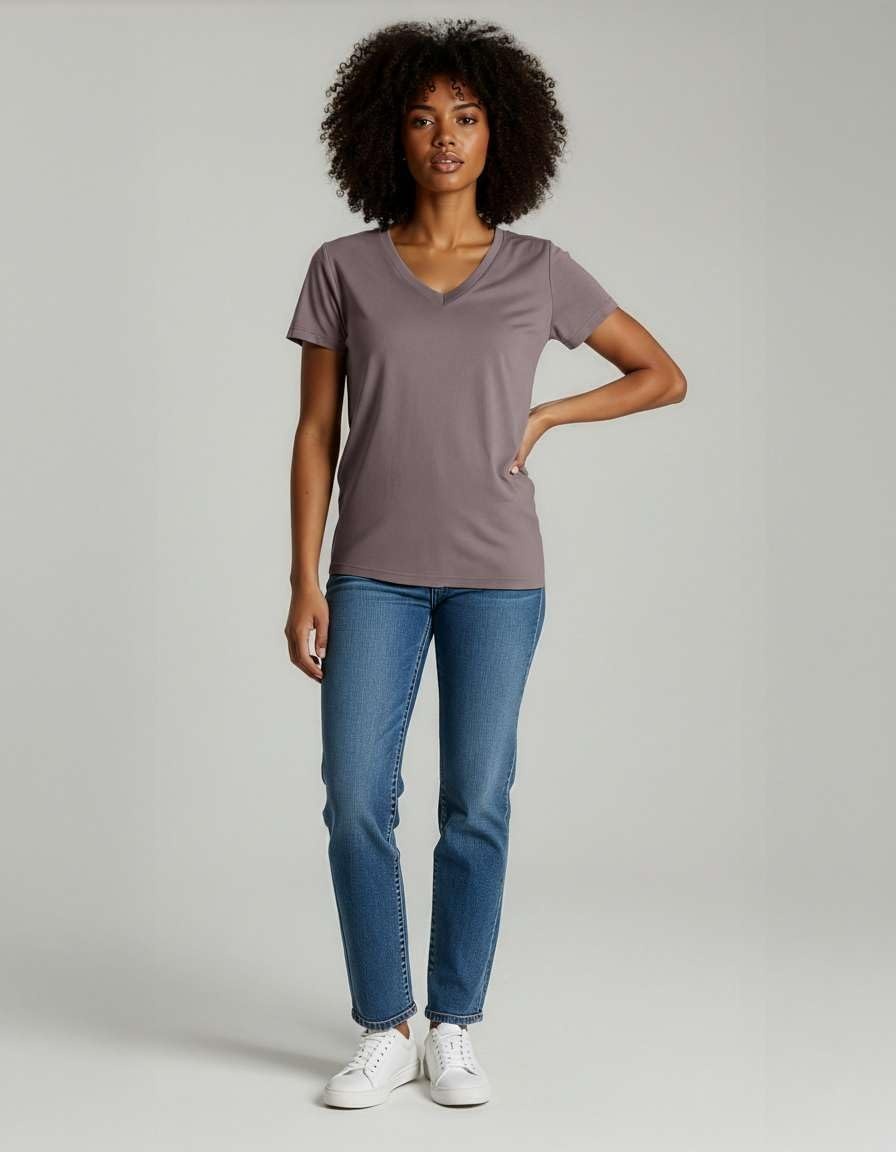 image:image4 Pack Womens Cotton Short Sleeve V Neck T Shirts Casual Tops Basic TeesSet 8