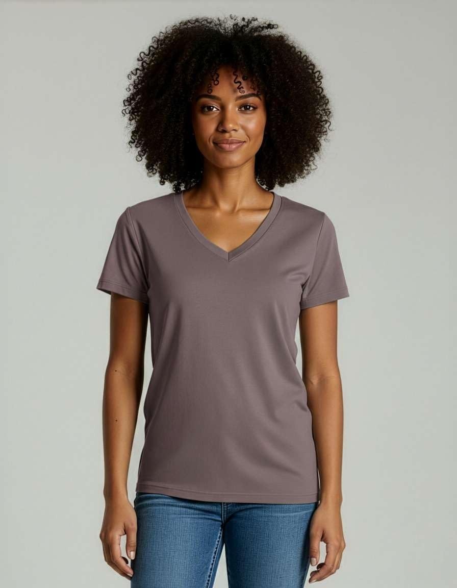 image:image4 Pack Womens Cotton Short Sleeve V Neck T Shirts Casual Tops Basic TeesSet 8