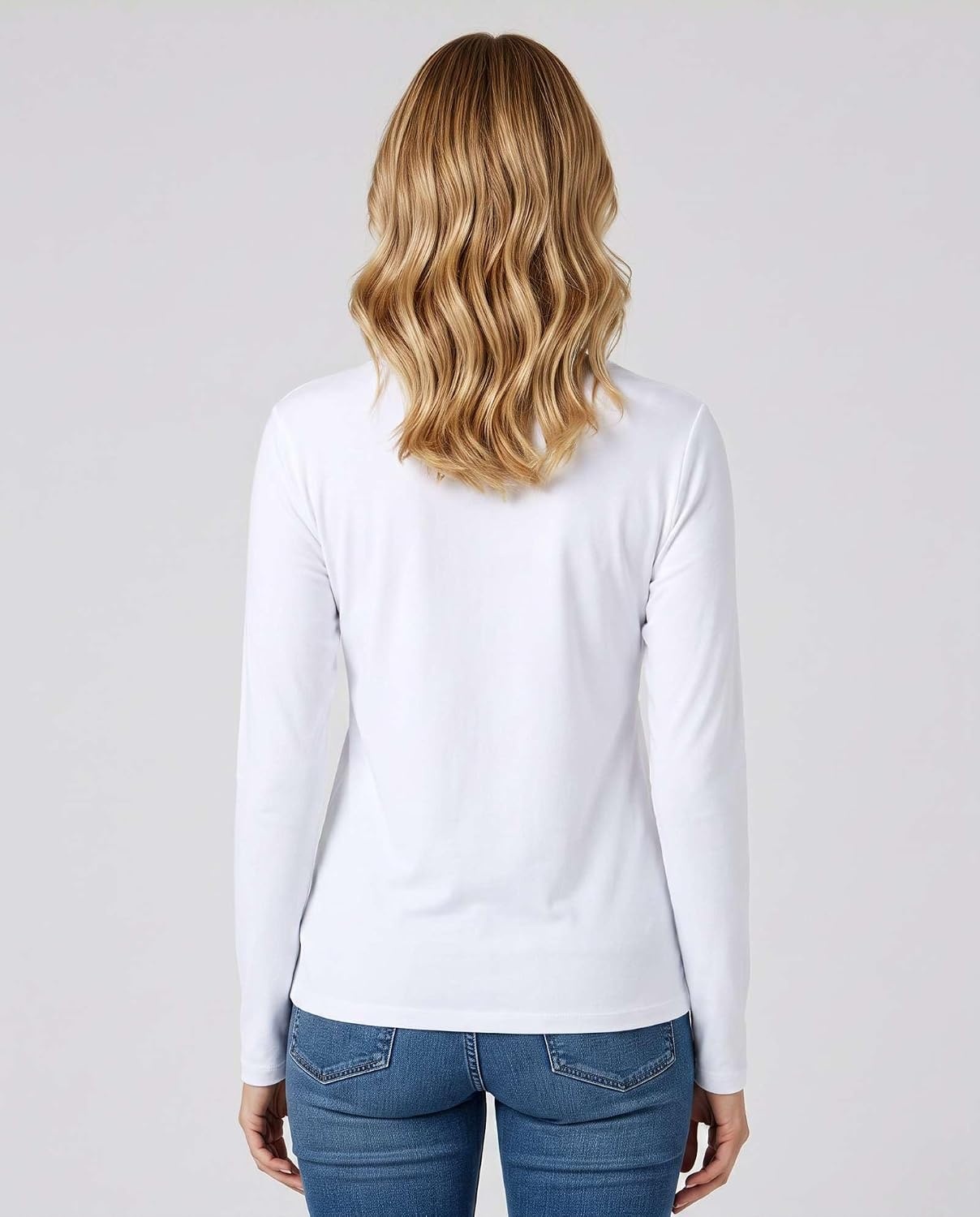 image:image4 Pack Womens Long Sleeve Cotton V Neck Tshirts Basic Tees Tops UndershirtSet 10