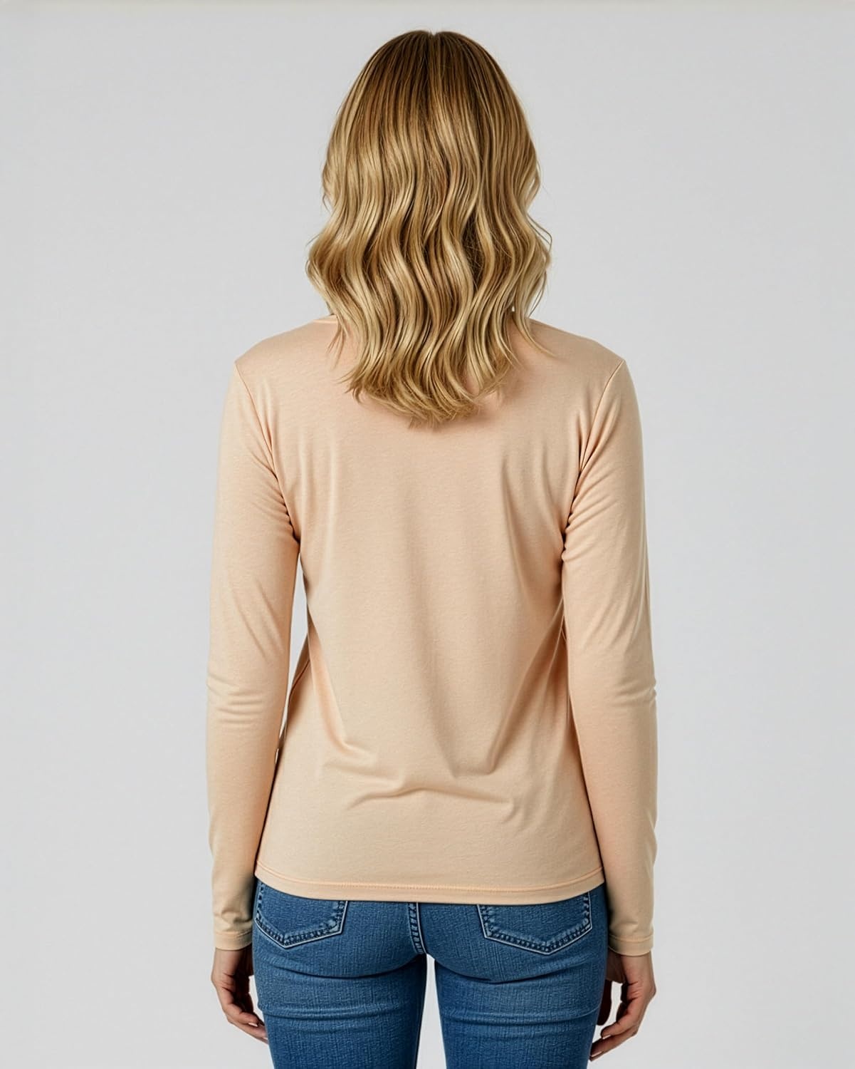 image:image4 Pack Womens Long Sleeve Cotton V Neck Tshirts Basic Tees Tops UndershirtSet 3