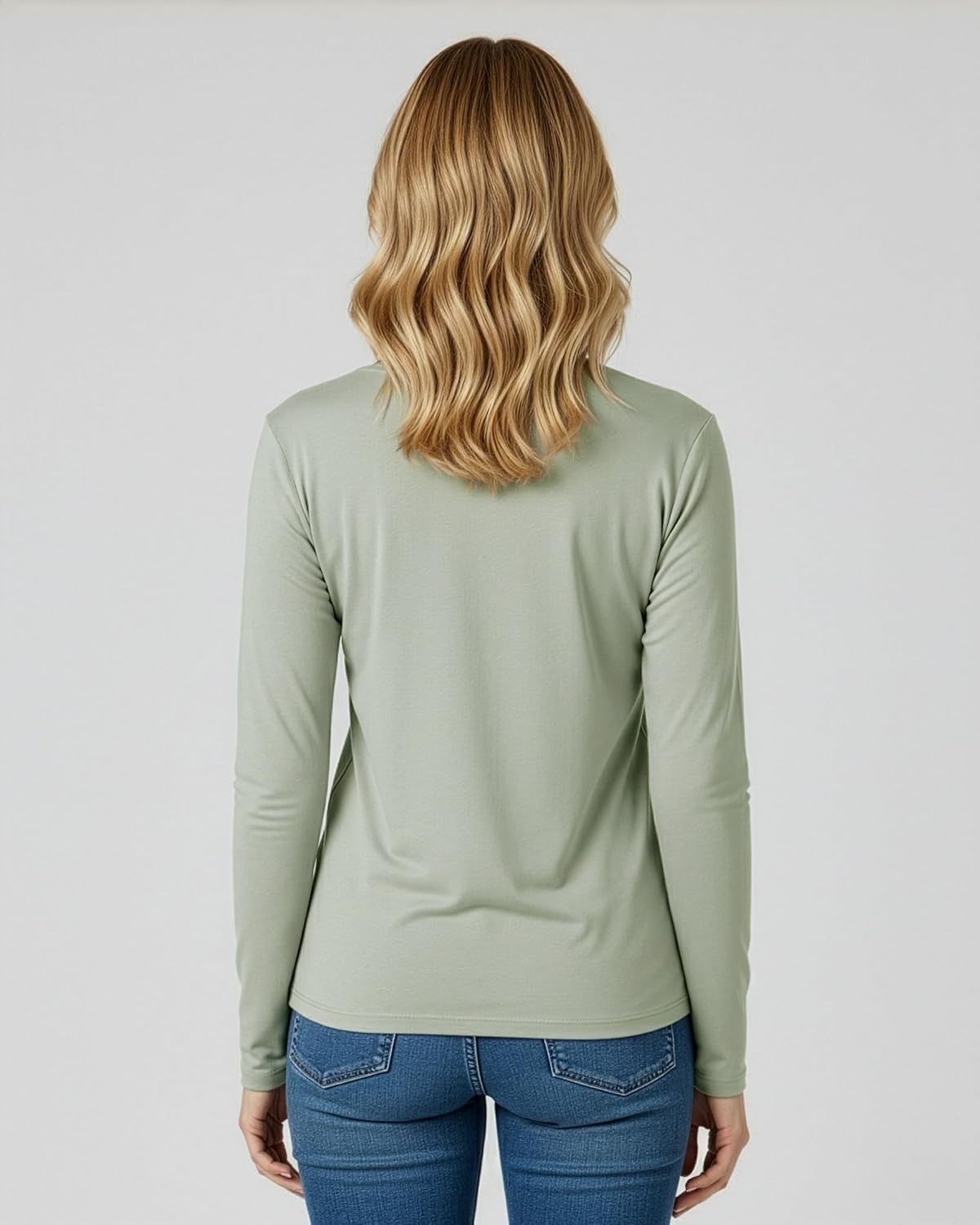 image:image4 Pack Womens Long Sleeve Cotton V Neck Tshirts Basic Tees Tops UndershirtSet 4