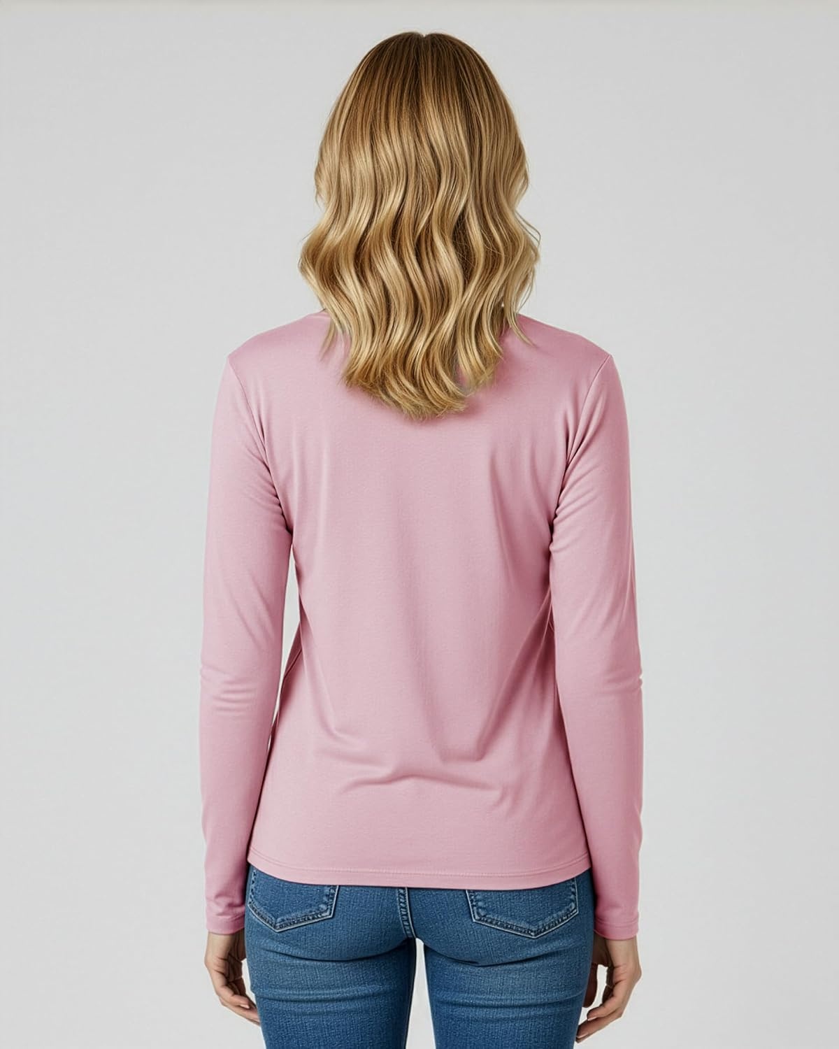 image:image4 Pack Womens Long Sleeve Cotton V Neck Tshirts Basic Tees Tops UndershirtSet 6