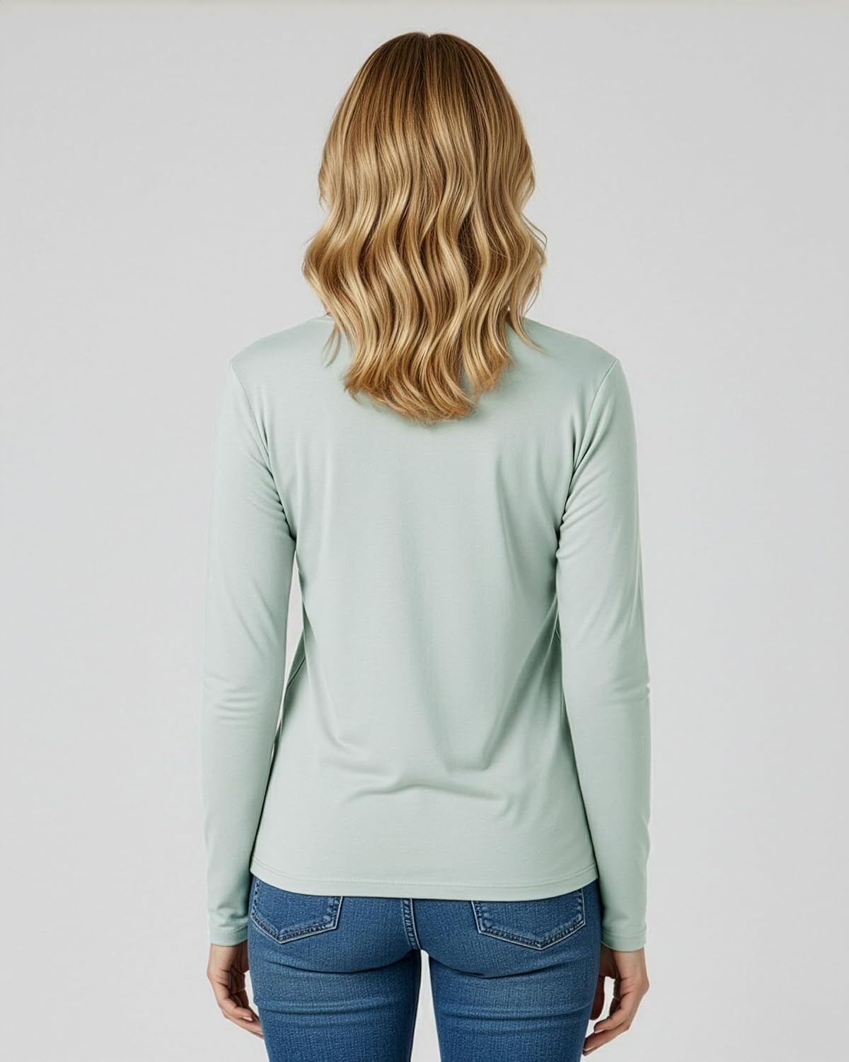 image:image4 Pack Womens Long Sleeve Cotton V Neck Tshirts Basic Tees Tops UndershirtSet 7