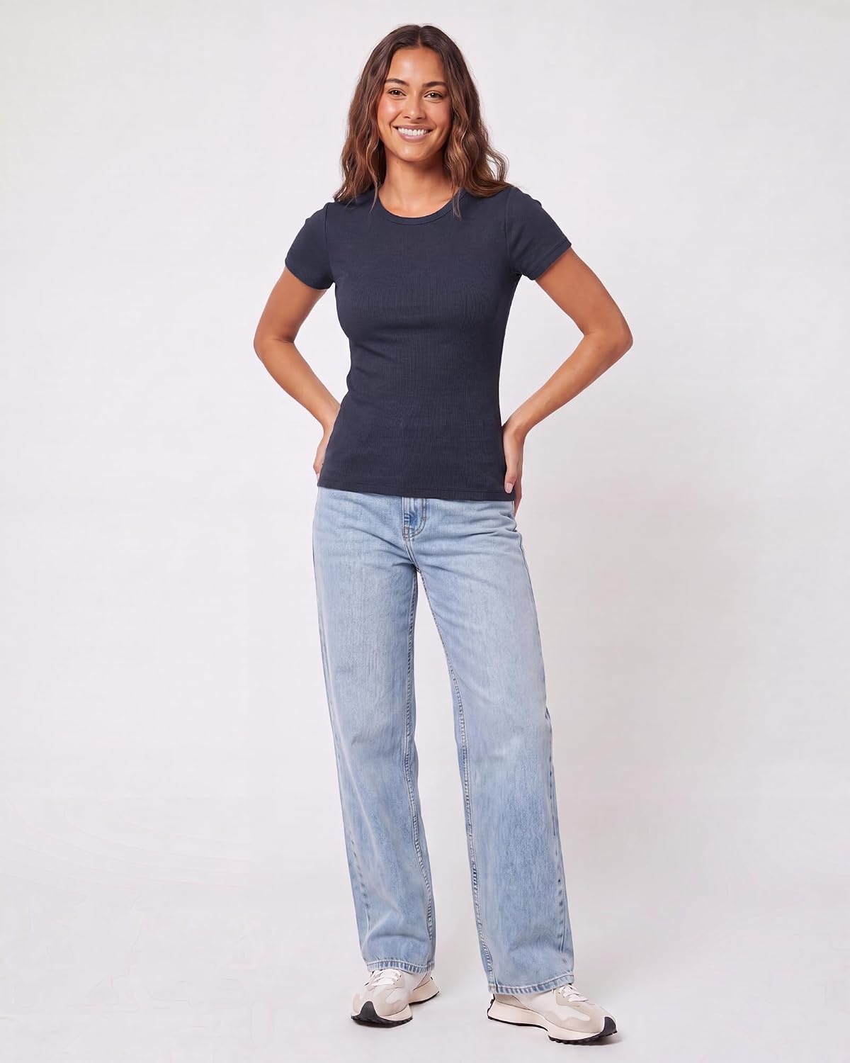 image:image4 Pack Womens Ribbed Tshirts Short Sleeve Crew Neck Tees Basic Tops CasualSet 6
