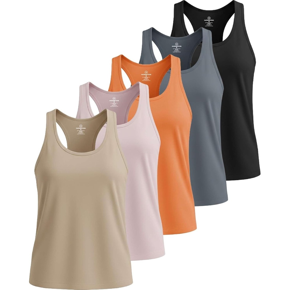 image:image5 Pack Womens Dry Fit Racerback Tank Tops Sleeveless Athletic Workout GymSet 7