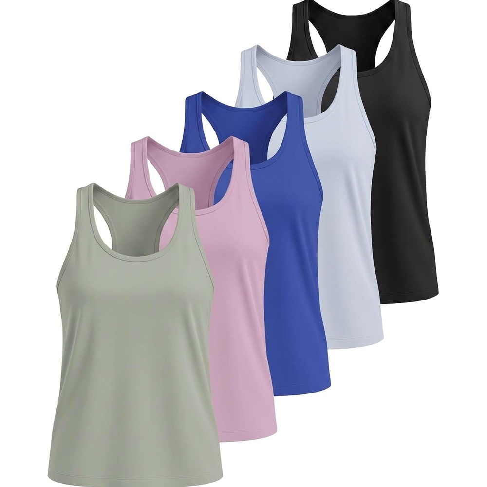 image:image5 Pack Womens Dry Fit Racerback Tank Tops Sleeveless Athletic Workout GymSet 8