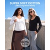 3 Pack Womens Cotton Henley Shirts Long Sleeve Button Tops Casual Work Tees(Solid Black  Charcoal Heather  Solid Bright White)