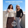3 Pack Womens Cotton Henley Shirts Long Sleeve Button Tops Casual Work Tees(Solid Black  Solid Chocolate Torte  Solid Moonbeam)