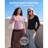 3 Pack Womens Cotton Henley Shirts Long Sleeve Button Tops Casual Work Tees(Solid Black  Solid Fragrant Lilac  Grey Heather)