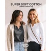 3 Pack Womens Cotton Long Sleeve Tshirts Shirts Cute Tops Casual Work Tees(Solid Black  Charcoal Heather  Solid Bright White)