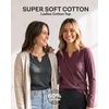 3 Pack Womens Cotton Long Sleeve Tshirts Shirts Cute Tops Casual Work Tees(Solid Black  Solid Burgundy  Charcoal Heather)