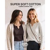 3 Pack Womens Cotton Long Sleeve Tshirts Shirts Cute Tops Casual Work Tees(Solid Black  Solid Chocolate Torte  Solid Moonbeam)