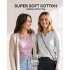 3 Pack Womens Cotton Long Sleeve Tshirts Shirts Cute Tops Casual Work Tees(Solid Black  Solid Fragrant Lilac  Grey Heather)