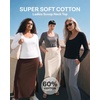 3 Pack Womens Cotton Scoop Neck Long Sleeve Shirts Tops Casual Work Tees(Solid Black  Charcoal Heather  Solid Bright White)