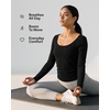 3 Pack Womens Cotton Scoop Neck Long Sleeve Shirts Tops Casual Work Tees(Solid Black  Solid Burgundy  Charcoal Heather)