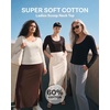 3 Pack Womens Cotton Scoop Neck Long Sleeve Shirts Tops Casual Work Tees(Solid Black  Solid Chocolate Torte  Solid Moonbeam)