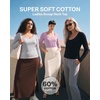 3 Pack Womens Cotton Scoop Neck Long Sleeve Shirts Tops Casual Work Tees(Solid Black  Solid Fragrant Lilac  Grey Heather)